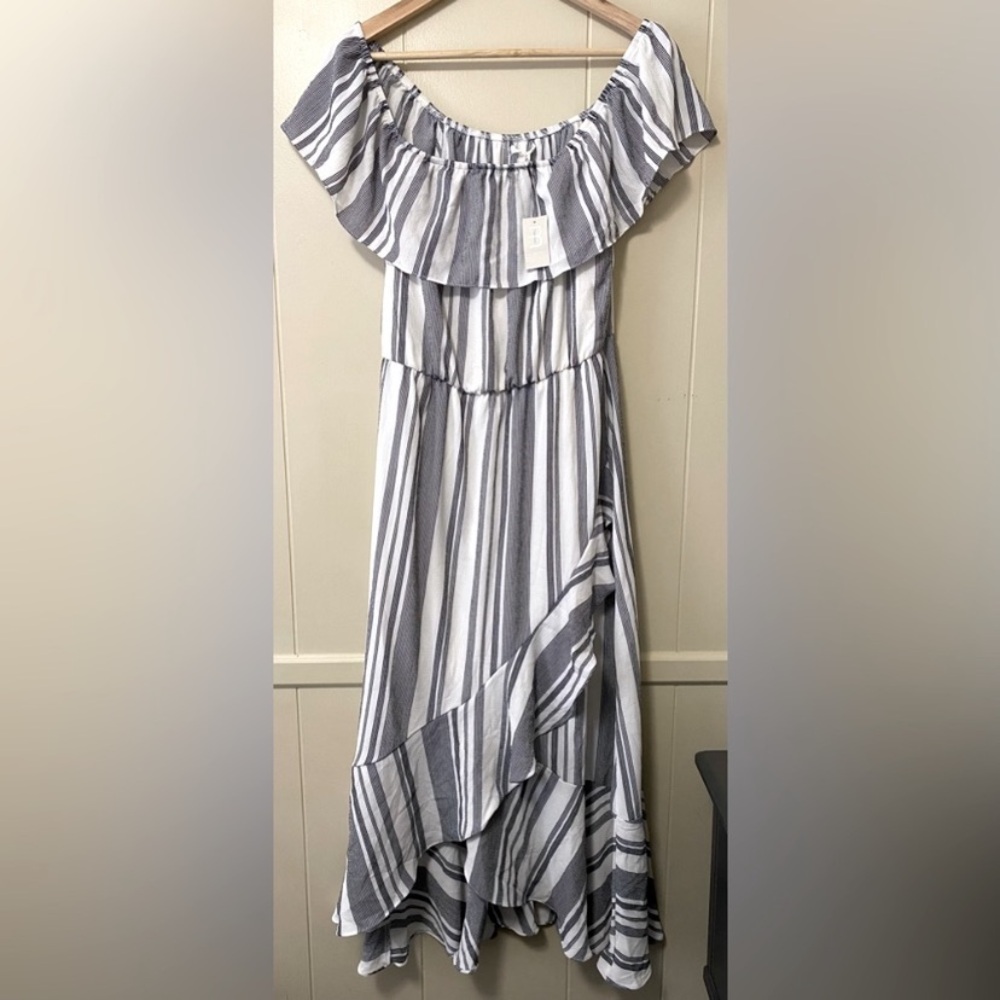 Maurices Black and White Striped High Low Dress - Picture 4 of 5